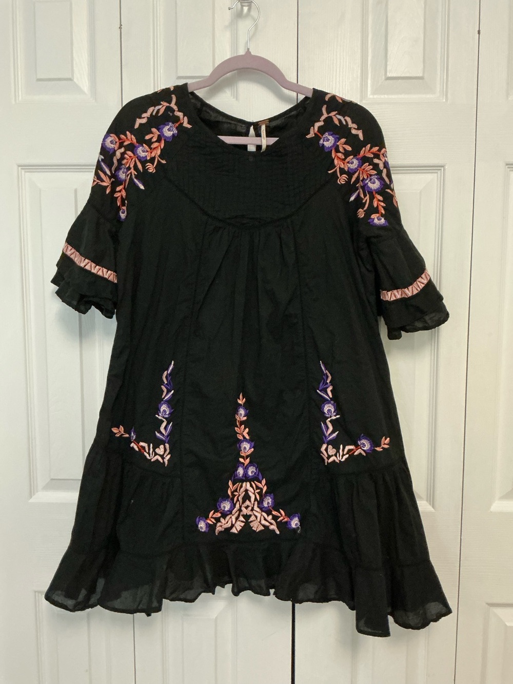 Free People Pavlo Dress, a black bohemian babydoll mini dress